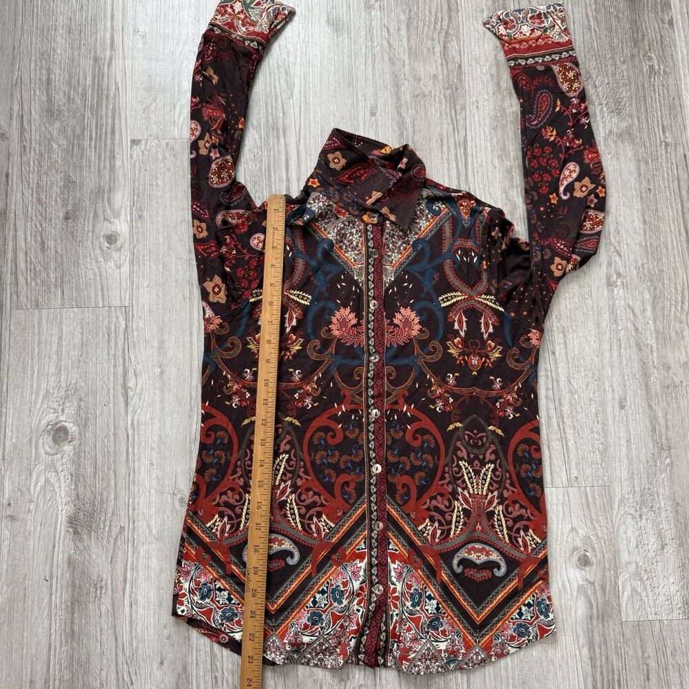 Johnny Was Rayon Janie Favorite Button Front Shirt Blouse Boho Paisley Floral XS - Picture 8 of 9
